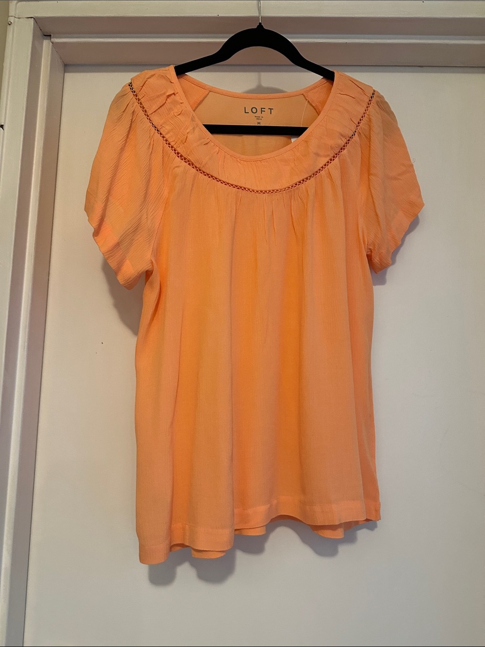 NWT LOFT Peach Short-Sleeve Peasant Blouse